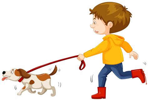 clipart walking dog